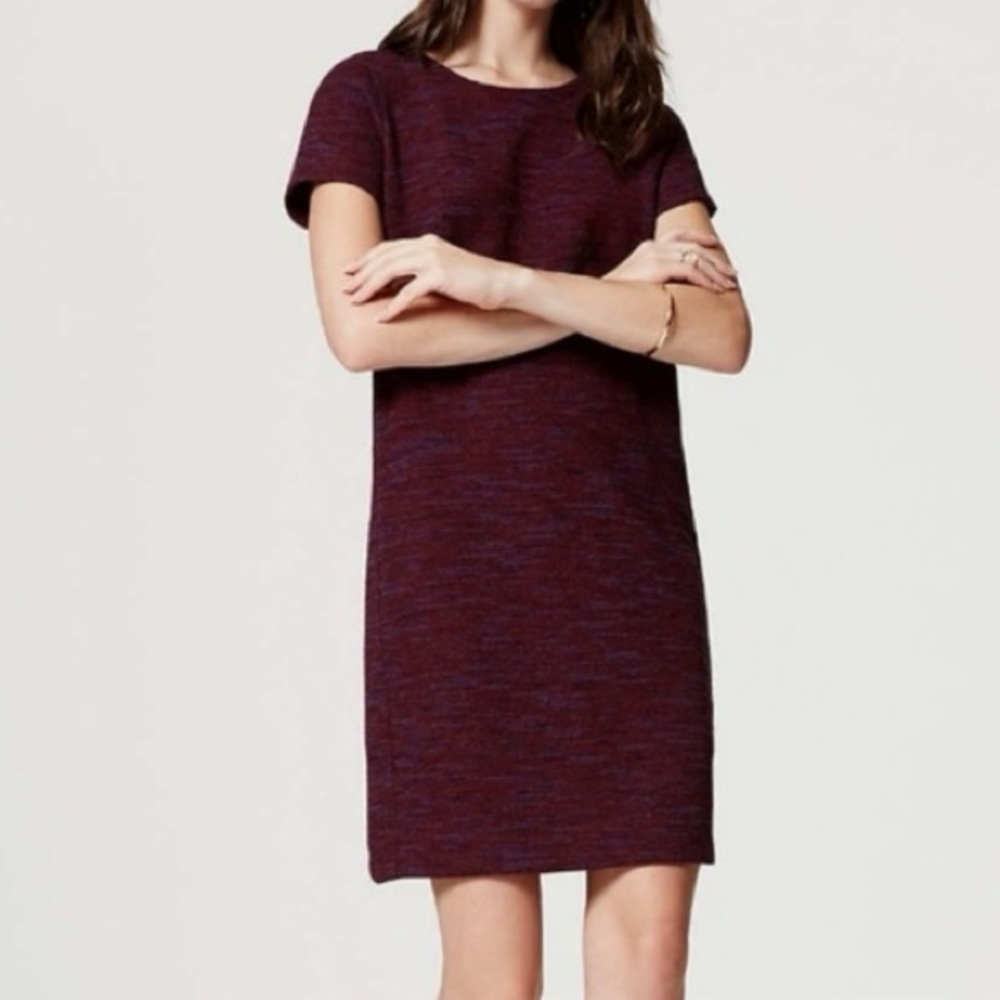 LOFT Sheath Dress Short Sleeve Crew Neck